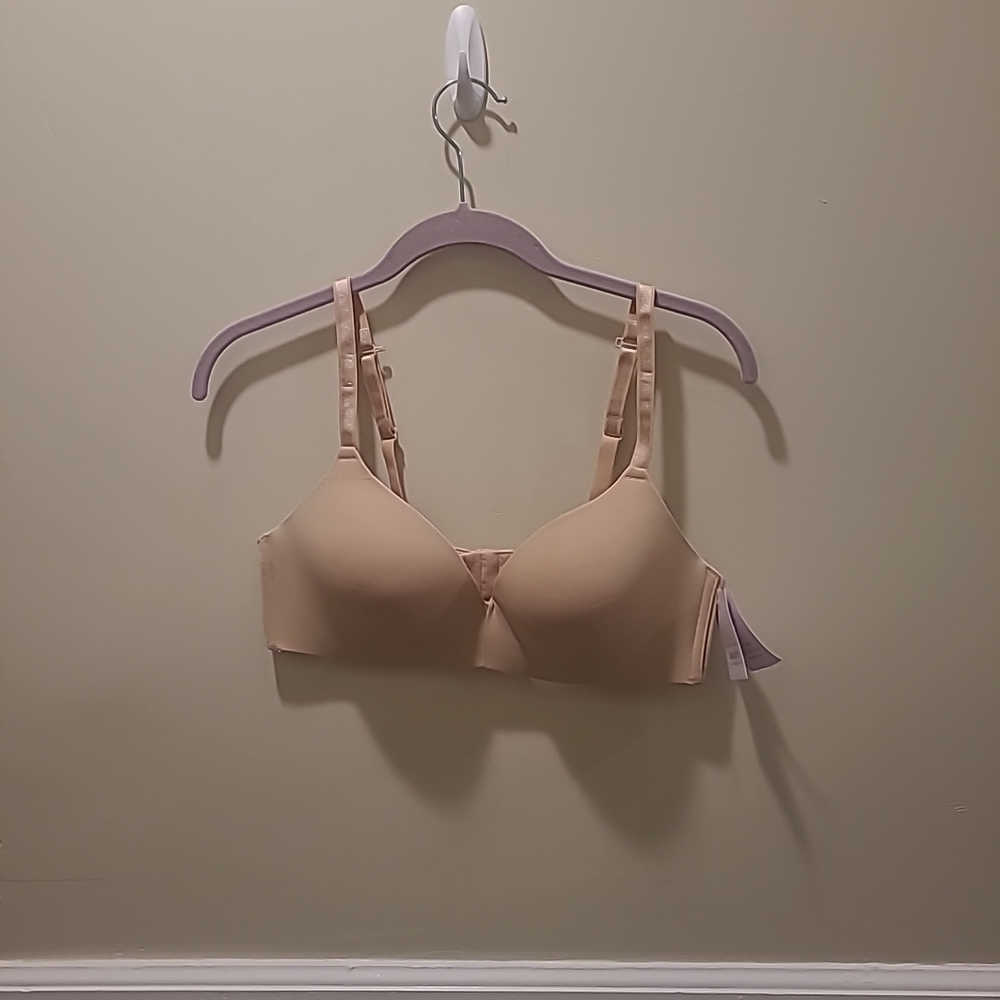 Auden Womens Lightly Lined Wire Free Tan Bra 38B Adjustable Straps